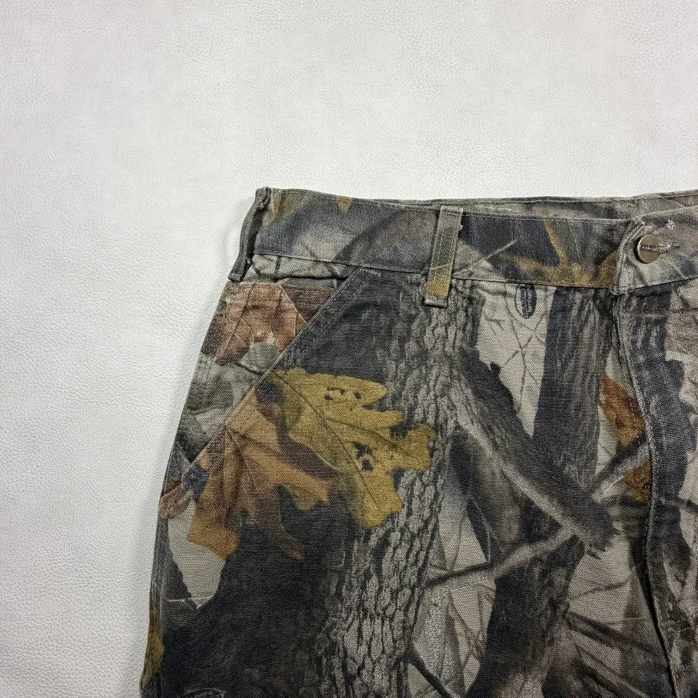 Carhartt Mens Realtree Hardwoods Camo Work Pants Straight Leg 36x30 Brown Grey